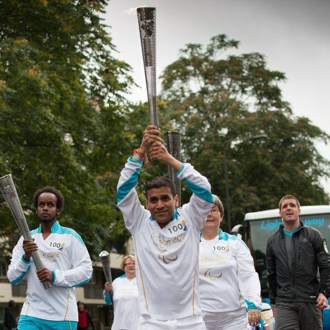 Kush Kanodia as torchbearer at the London 2012 Olympics